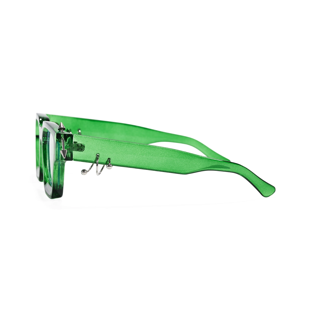 Side view of Rivet square pc handcrafted polarized eyeglasses SP0012511 in green