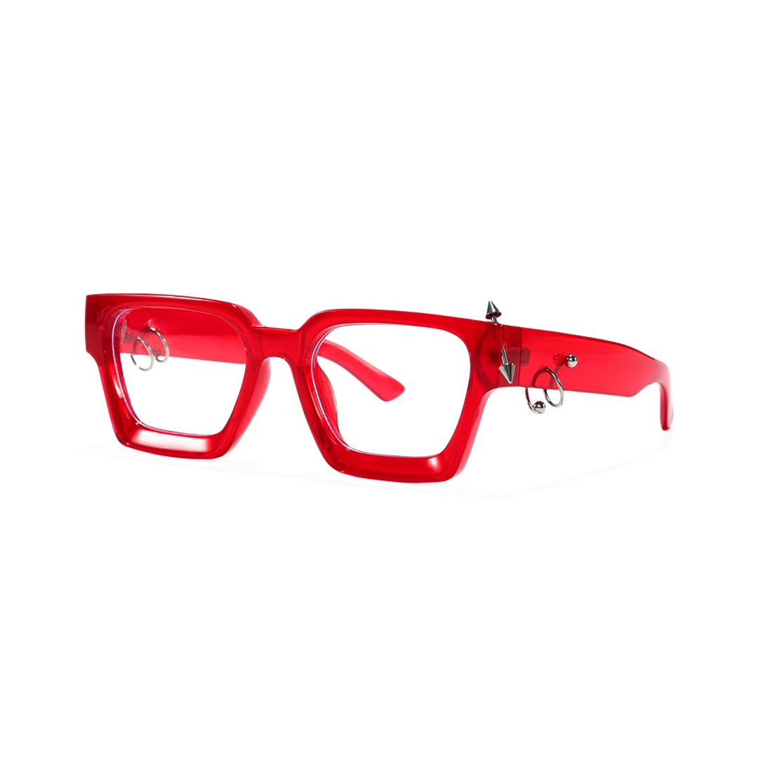 Angle view of Rivet square pc handcrafted polarized eyeglasses SP0012511 in red