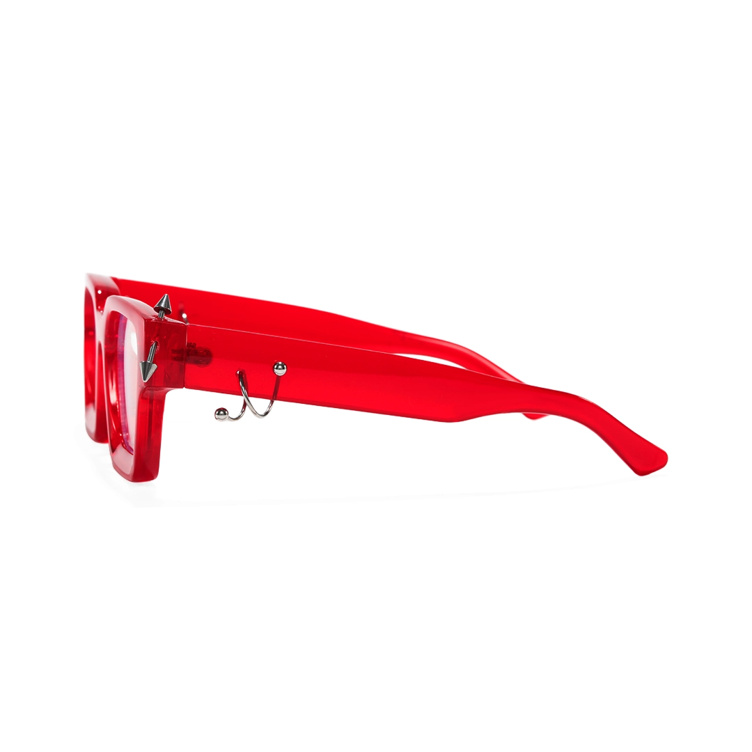 Side view of Rivet square pc handcrafted polarized eyeglasses SP0012511 in red