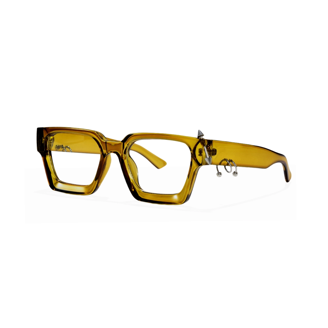 Angle view of Rivet square pc handcrafted eyeglasses SP0012511 in yellow