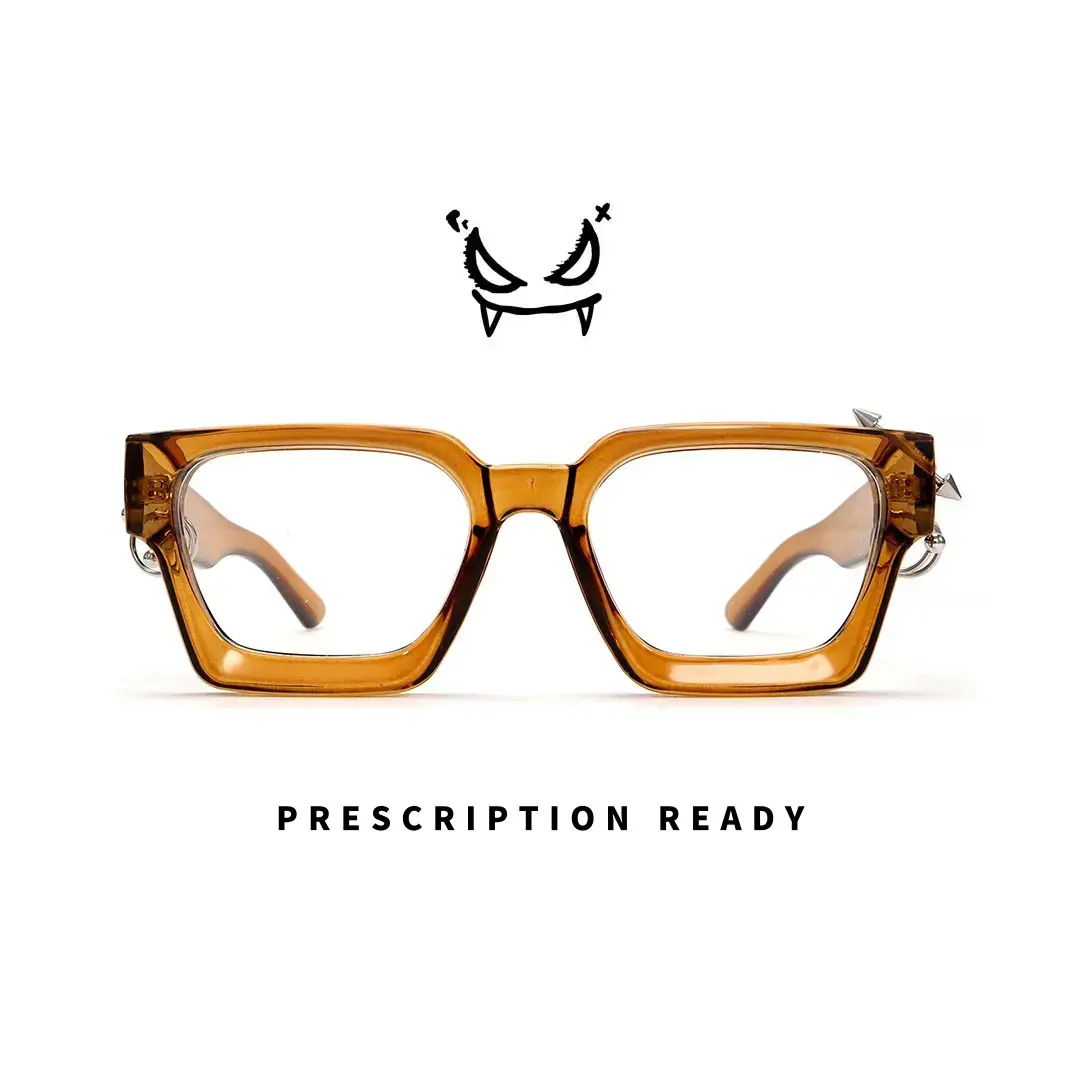 Front view of Rivet square pc handcrafted eyeglasses SP0012511 in yellow