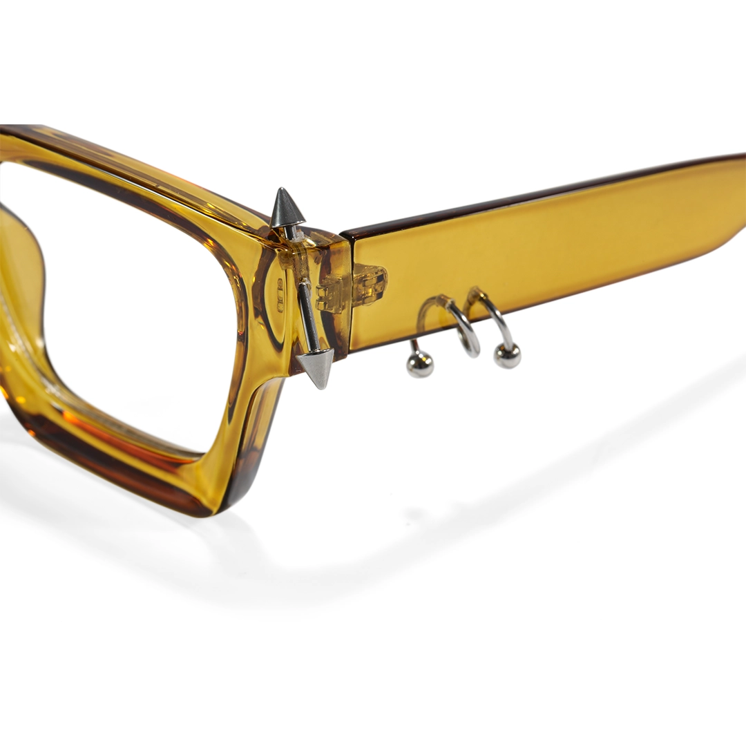End piece detail of Rivet square pc handcrafted polarized eyeglasses SP0012511 in yellow