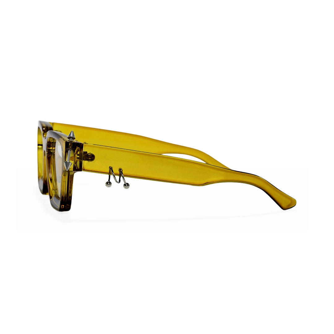 Side view of Rivet square pc handcrafted polarized eyeglasses SP0012511 in yellow