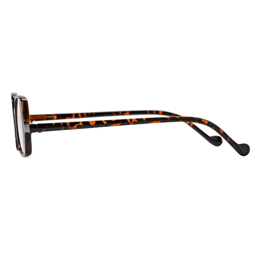Side view of Yalo vintage square pc eyeglasses in tortoise. SPU: SP0022308