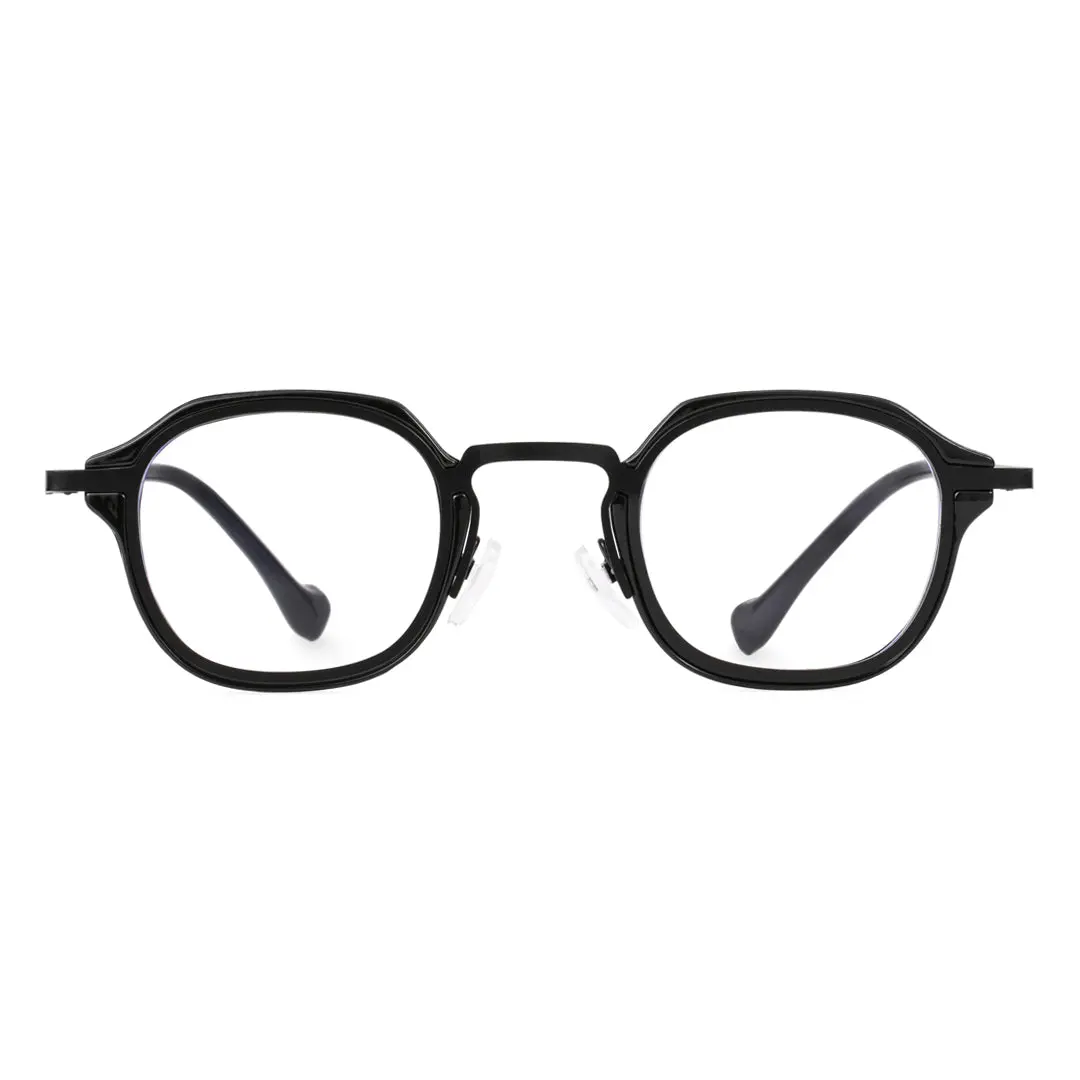 Front view of Gene vintage square pc eyeglasses SP0042207 in black
