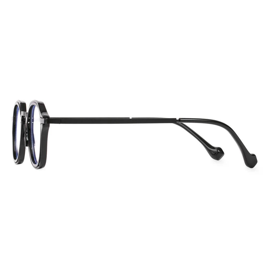 Side view of Gene vintage square pc eyeglasses in black. SPU: SP0042207