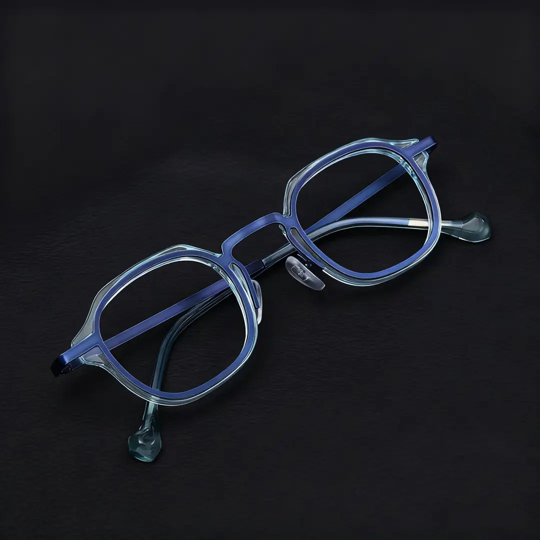 Scene view of Gene square pc eyeglasses SP0042207 in blue