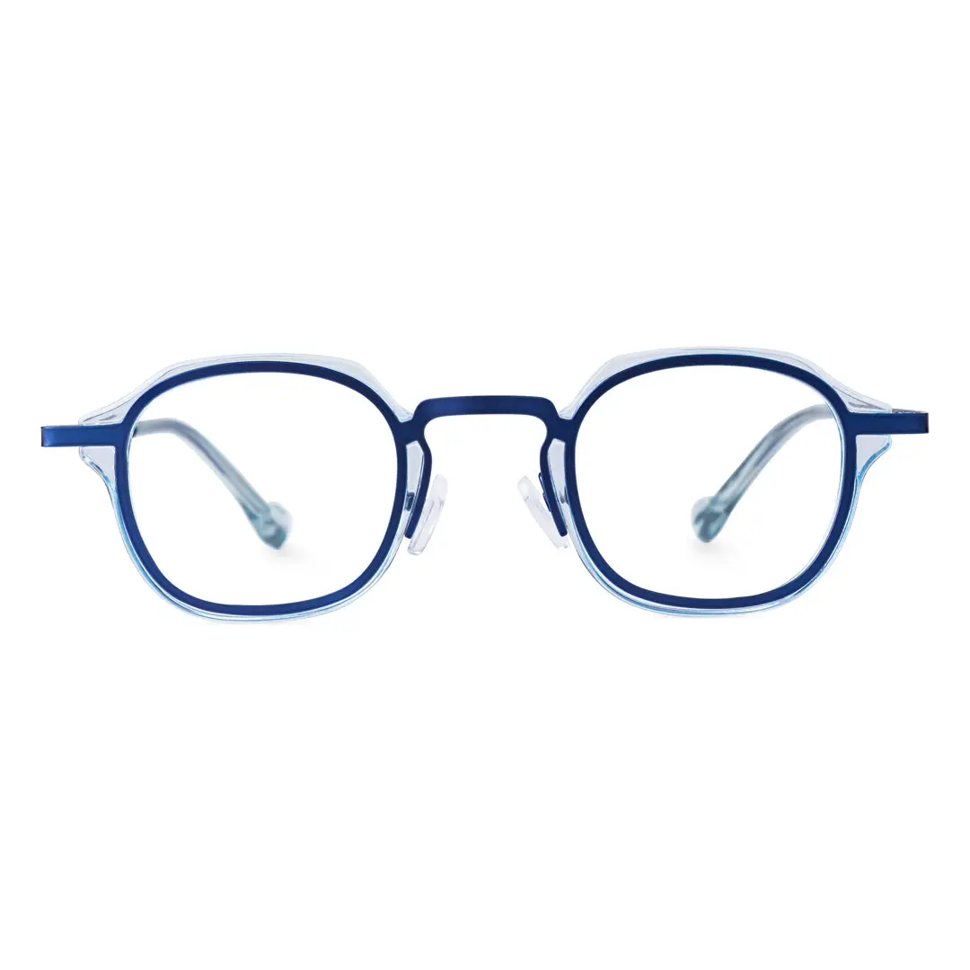 Front view of Gene vintage square pc eyeglasses SP0042207 in blue