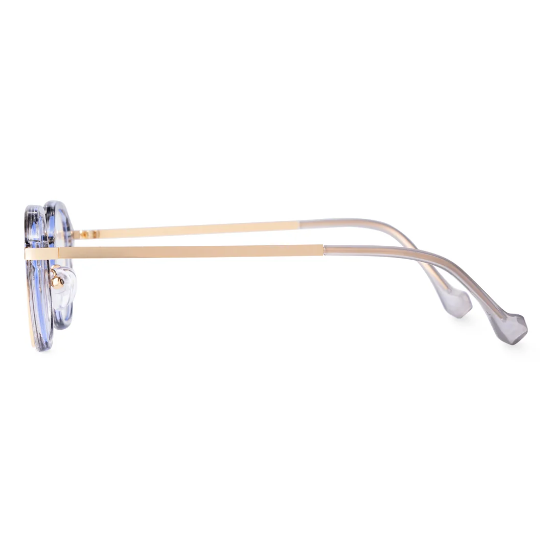Side view of Gene vintage square pc eyeglasses in clear. SPU: SP0042207