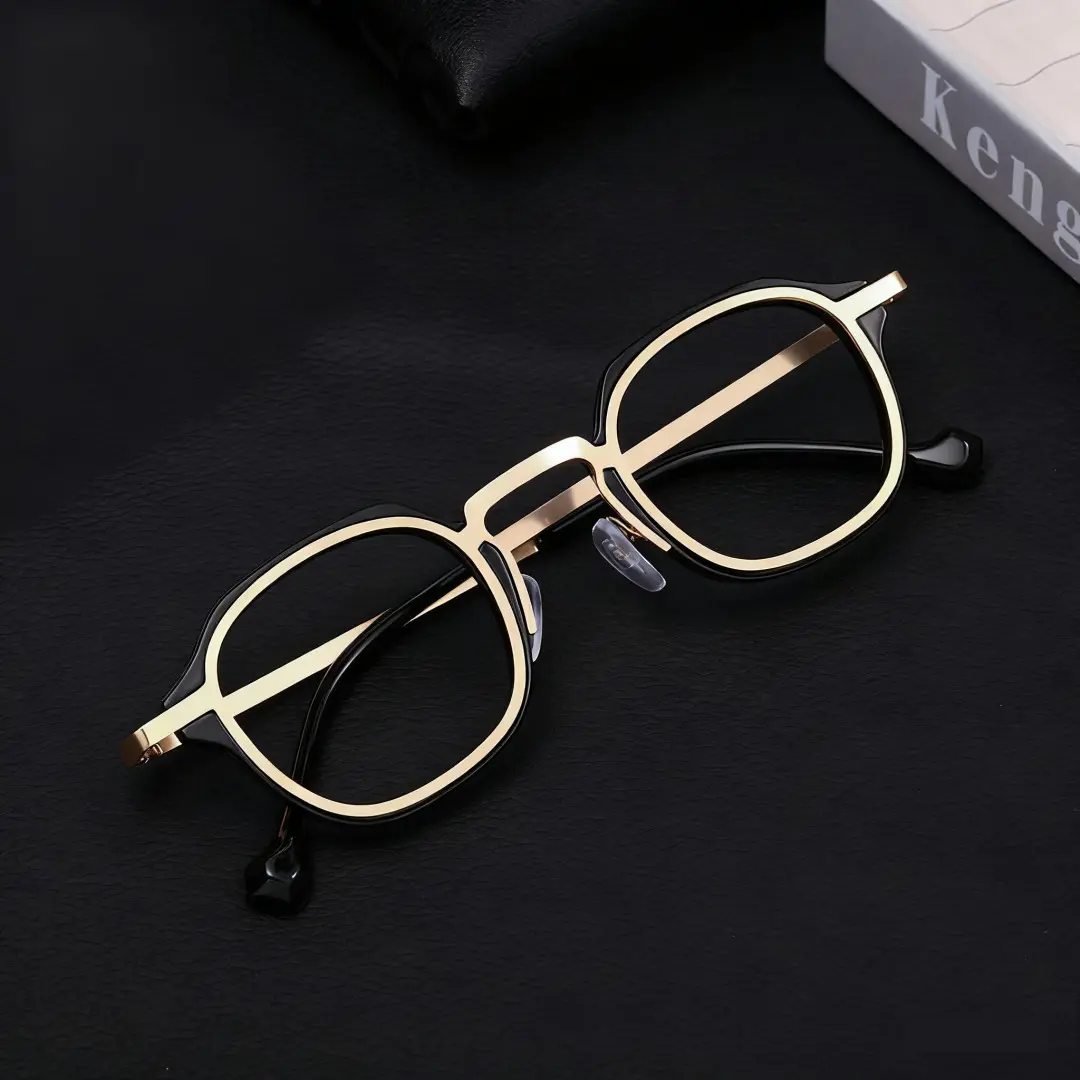 Scene view of Gene vintage square pc eyeglasses SP0042207 in gold