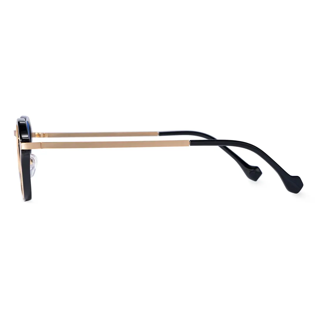 Side view of Gene vintage square pc eyeglasses in gold. SPU: SP0042207