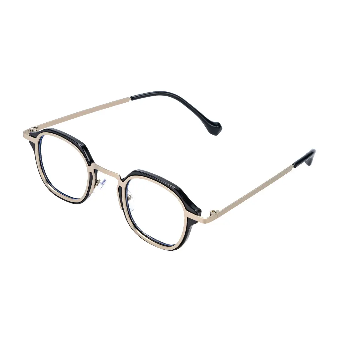 Angle view of Gene vintage square pc eyeglasses in grey. SPU: SP0042207