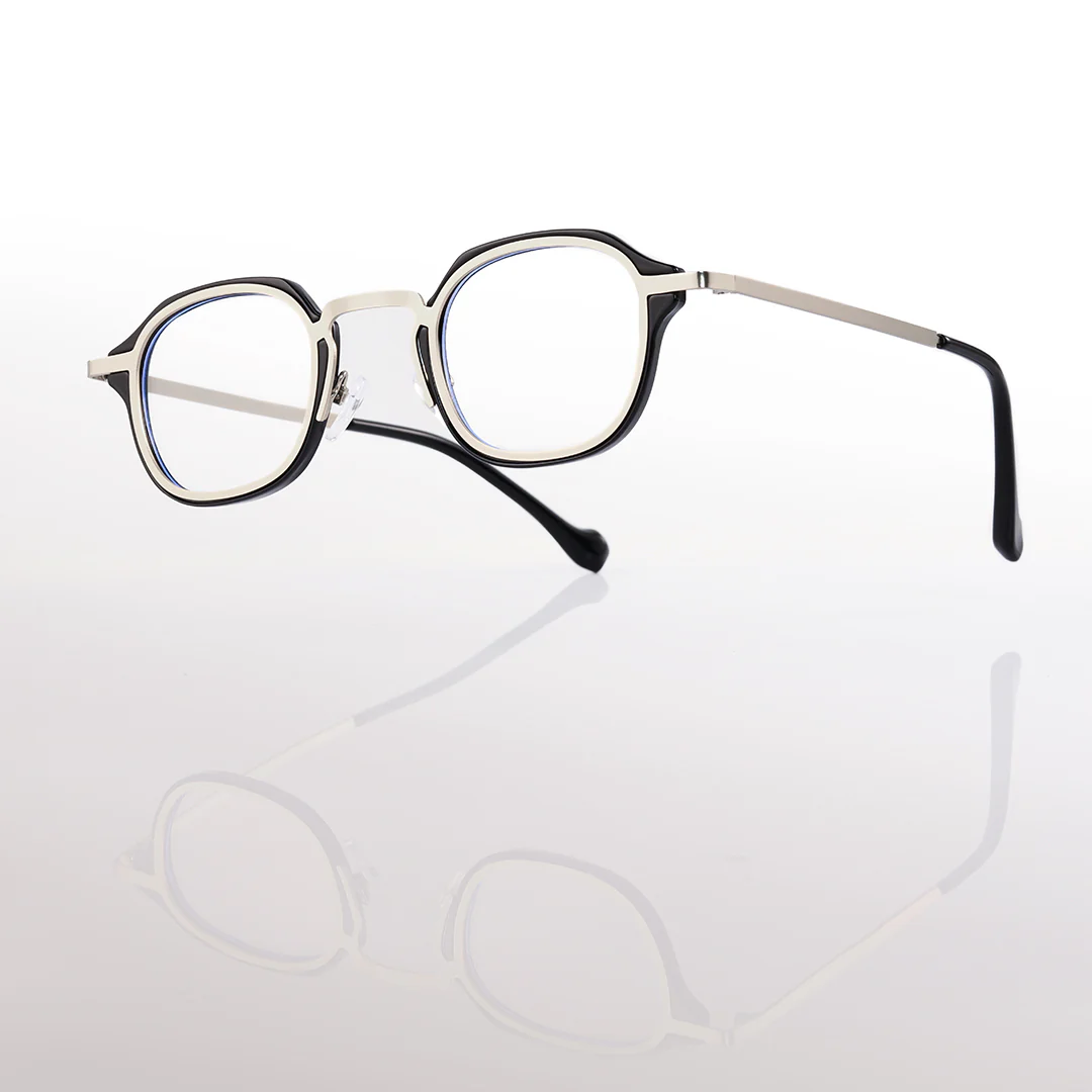 Scene view of Gene vintage square pc eyeglasses in grey. SPU: SP0042207