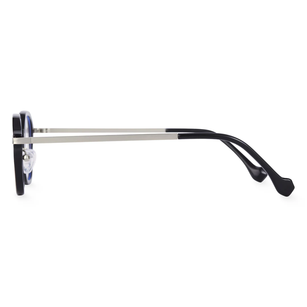 Side view of Gene vintage square pc eyeglasses in grey. SPU: SP0042207