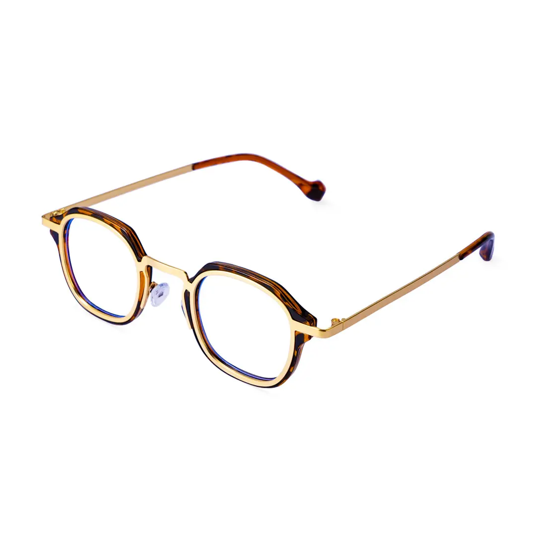 Angle view of Gene vintage square pc eyeglasses in tortoise. SPU: SP0042207