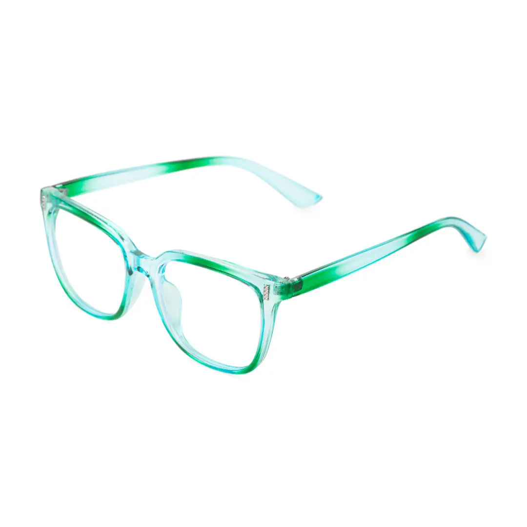 Angle view of Blik square pc eyeglasses SP0042304 in green