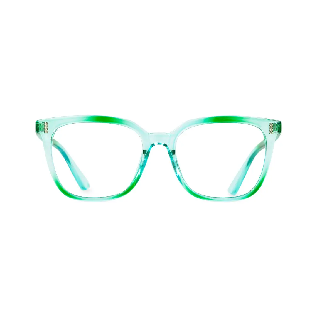 Front view of Blik square pc eyeglasses SP0042304 in green