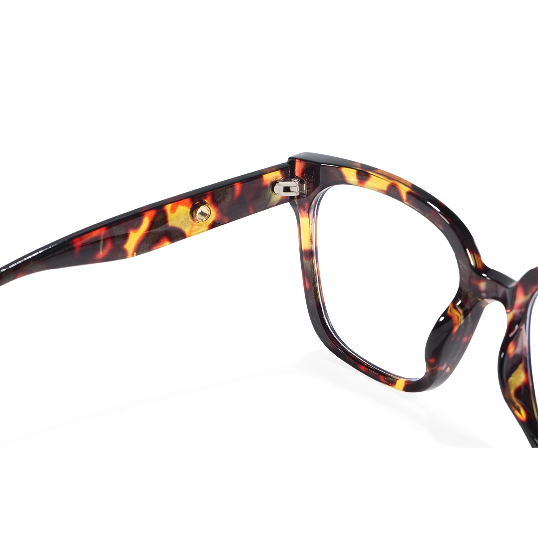Hinge detail of Ennis square pc eyeglasses SP0062508 in tortoise