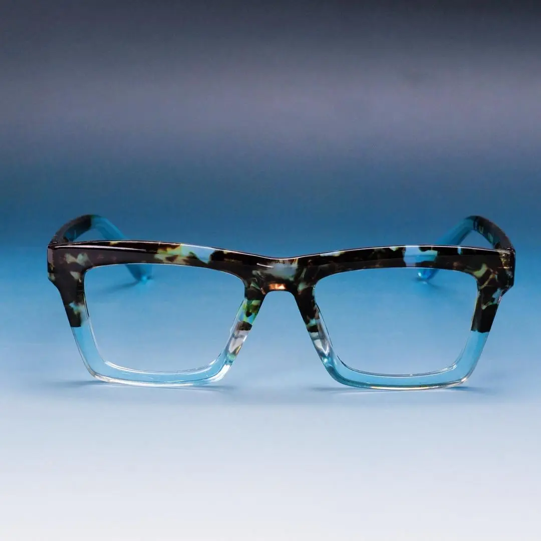 Scene view of Lova square pc eyeglasses SP0092502 in blue tortoise