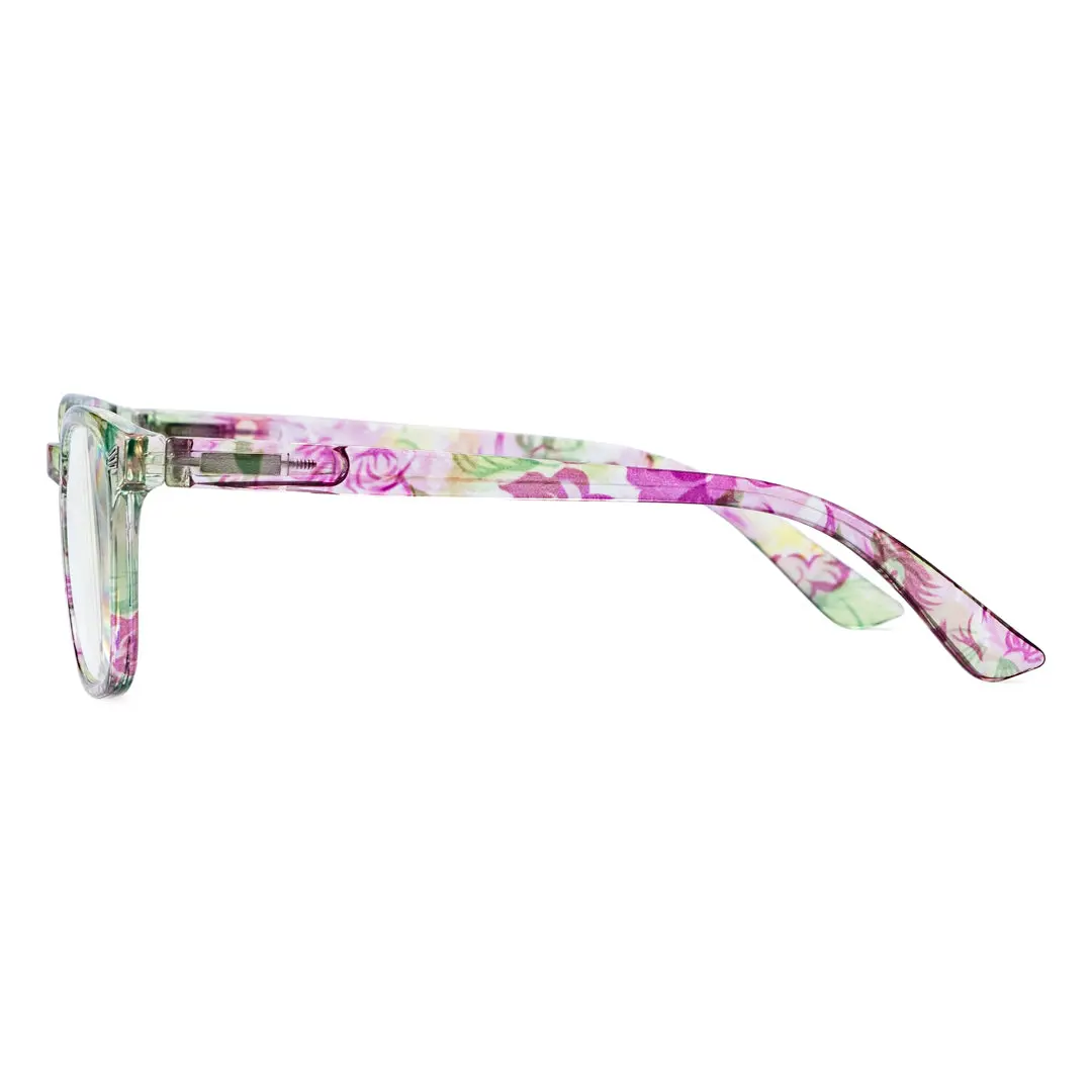 Side view of Lotus square pc eyeglasses SP0112308 in green