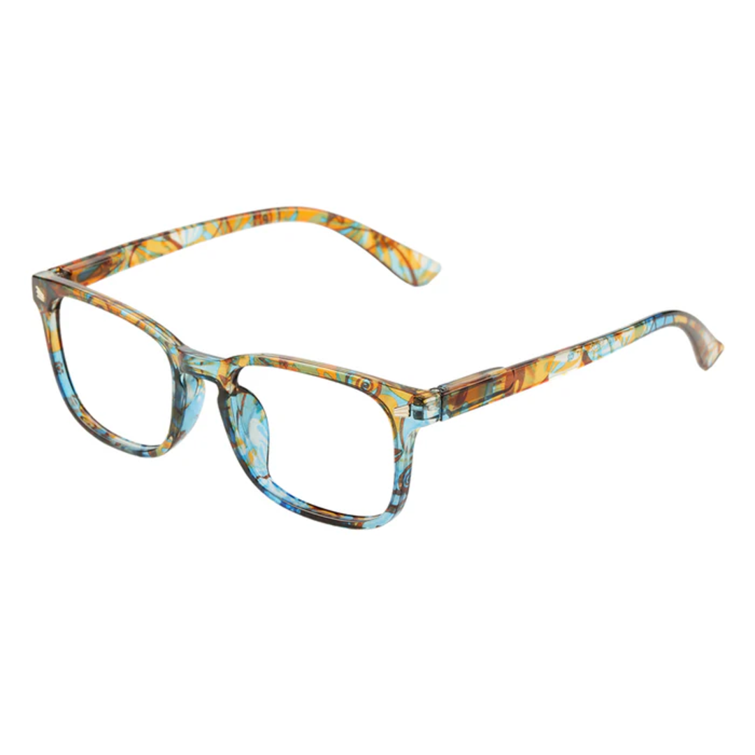 Angle view of Lotus square pc eyeglasses SP0112308 in silver blue