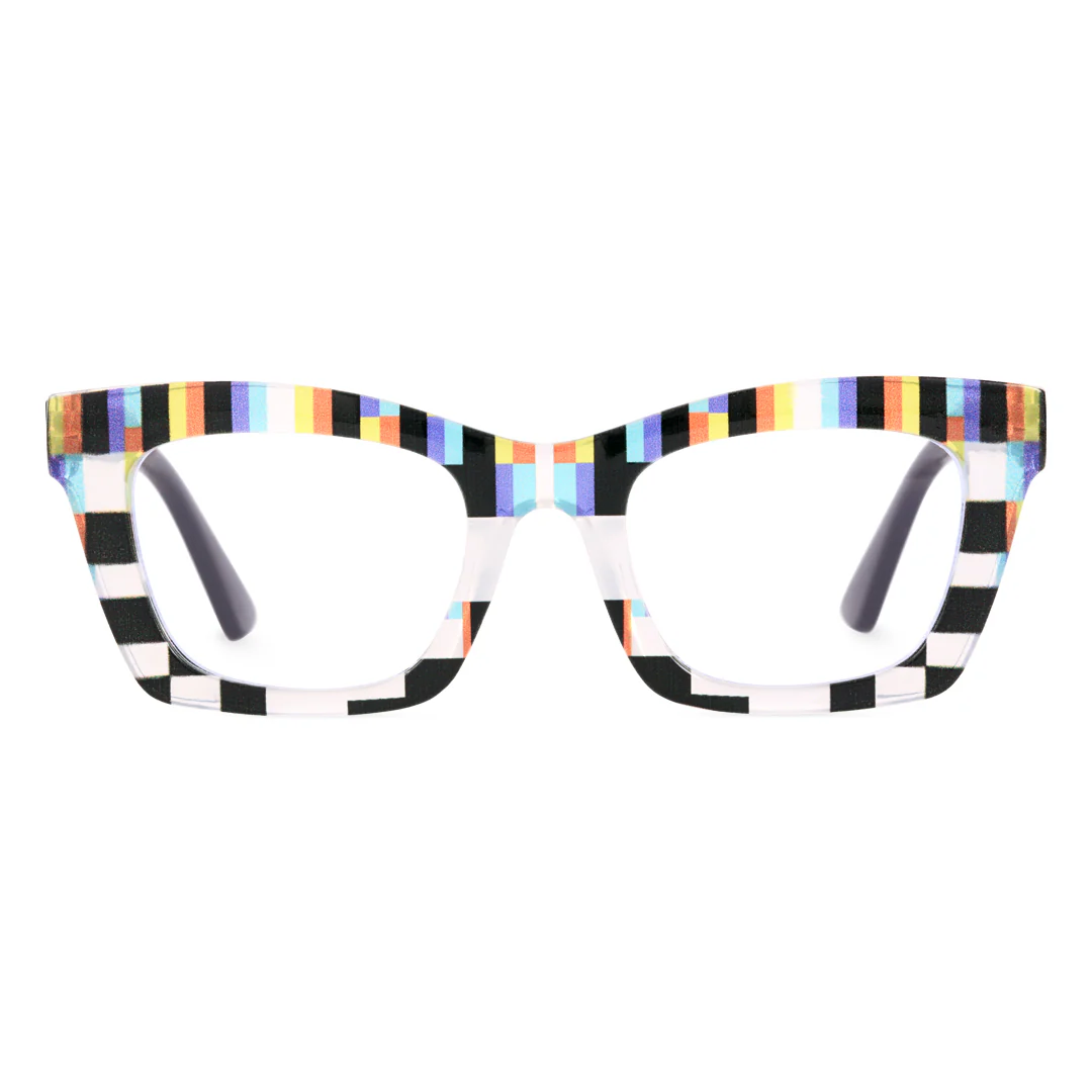 Front view of Pedro colorful square pc eyeglasses SP0112406 in black