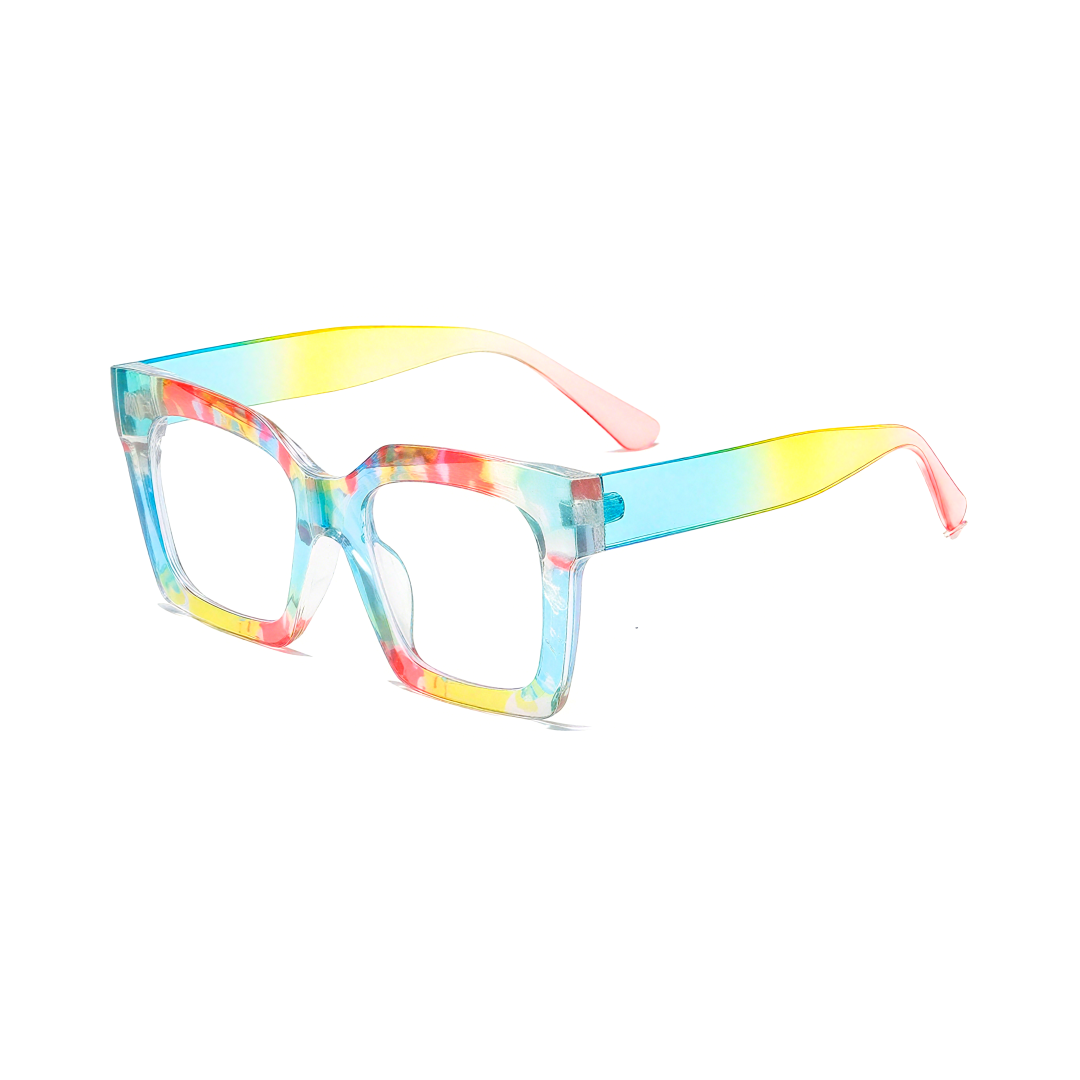 Angle view of Lore colorful square pc eyeglasses SP0122406 in blue