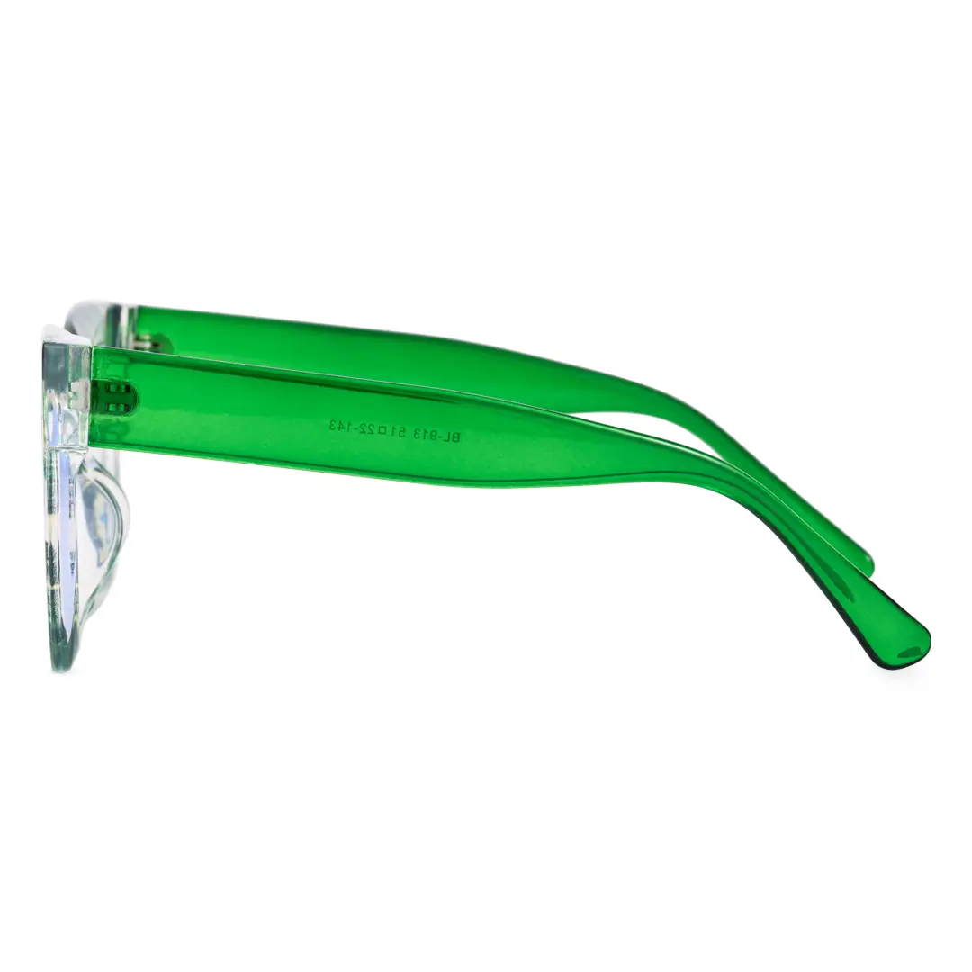 Side view of Lore colorful square pc eyeglasses SP0122406 in green