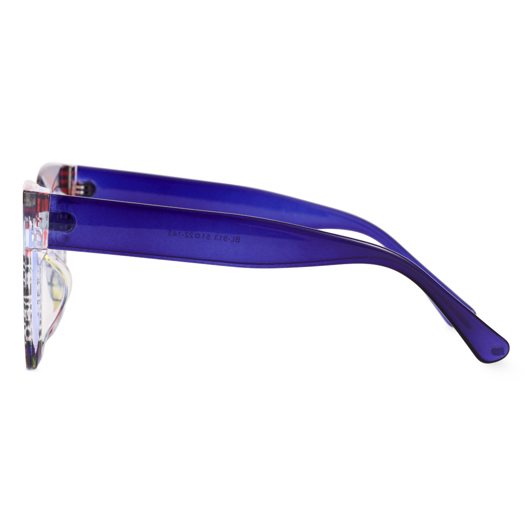 Side view of Lore colorful square pc eyeglasses SP0122406 in multicolor