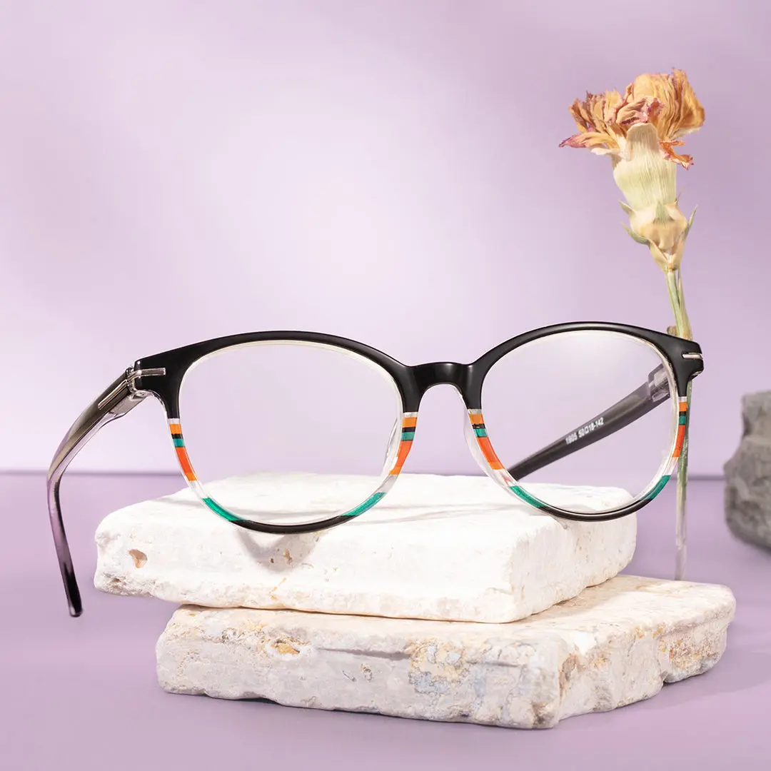 Scene view of Hedy square pc eyeglasses SP0192311 in light blue