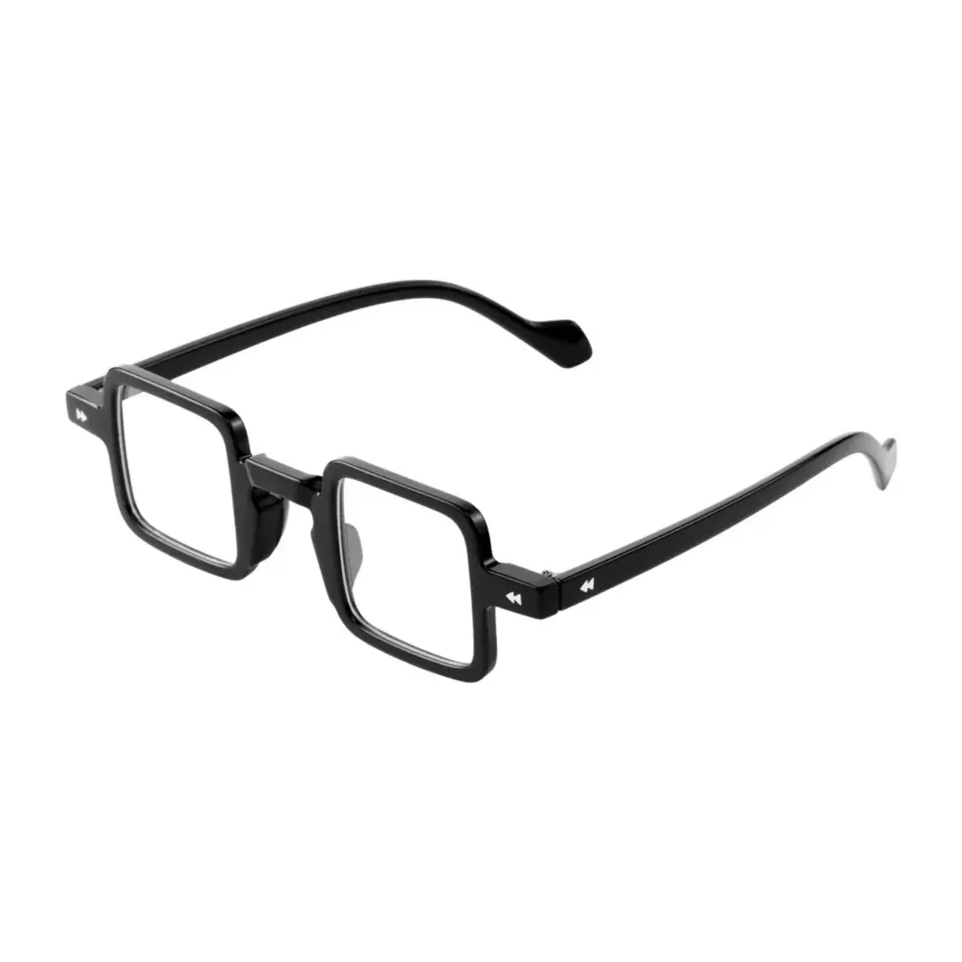 Angle view of Bones vintage square pc eyeglasses in black. SPU: SP0352411