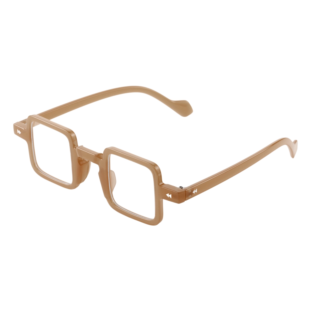 Angle view of Bones vintage square pc eyeglasses in bronze. SPU: SP0352411