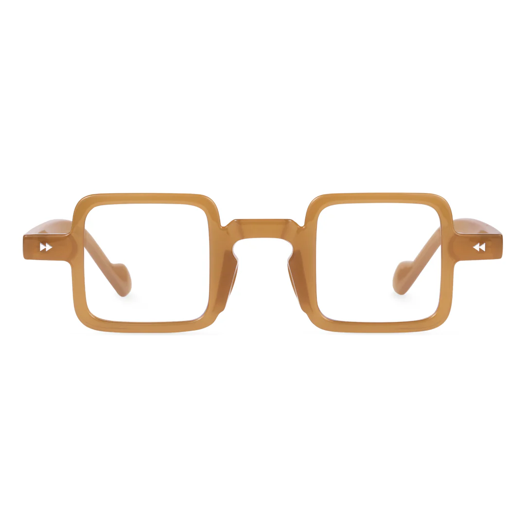 Front view of Bones vintage square pc eyeglasses in bronze. SPU: SP0352411