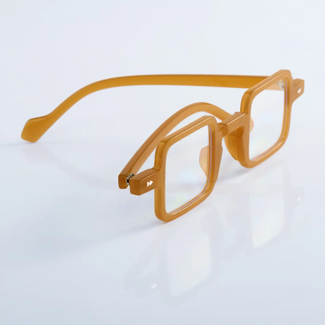 Scene close-up view of Bones vintage square pc eyeglasses in bronze. SPU: SP0352411