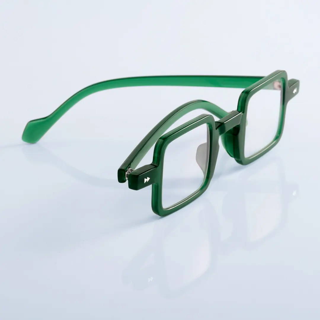 Scene view of Bones vintage square pc eyeglasses SP0352411 in green