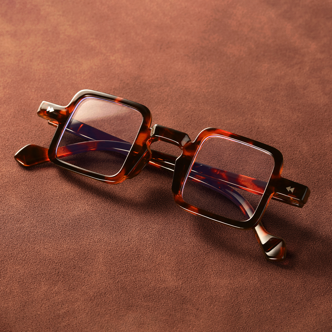 Front folded view of Bones square pc eyeglasses SP0352411 in tortoise