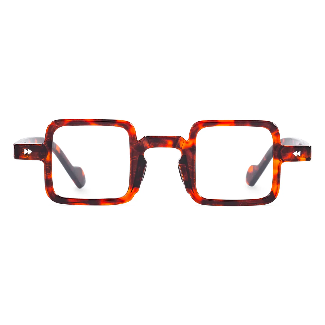 Front view of Bones vintage square pc eyeglasses in tortoise. SPU: SP0352411