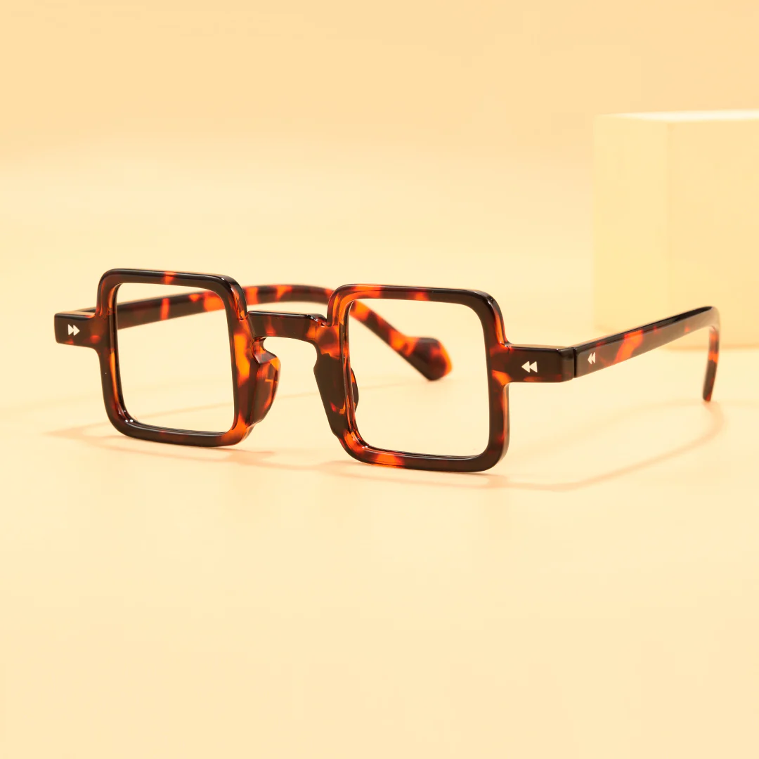 Scene close-up view of Bones vintage square pc eyeglasses in tortoise. SPU: SP0352411