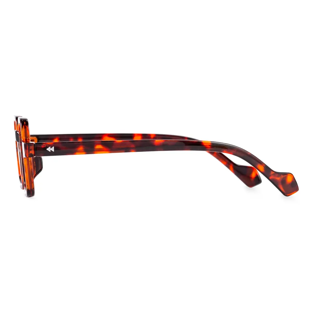 Side view of Bones vintage square pc eyeglasses in tortoise. SPU: SP0352411