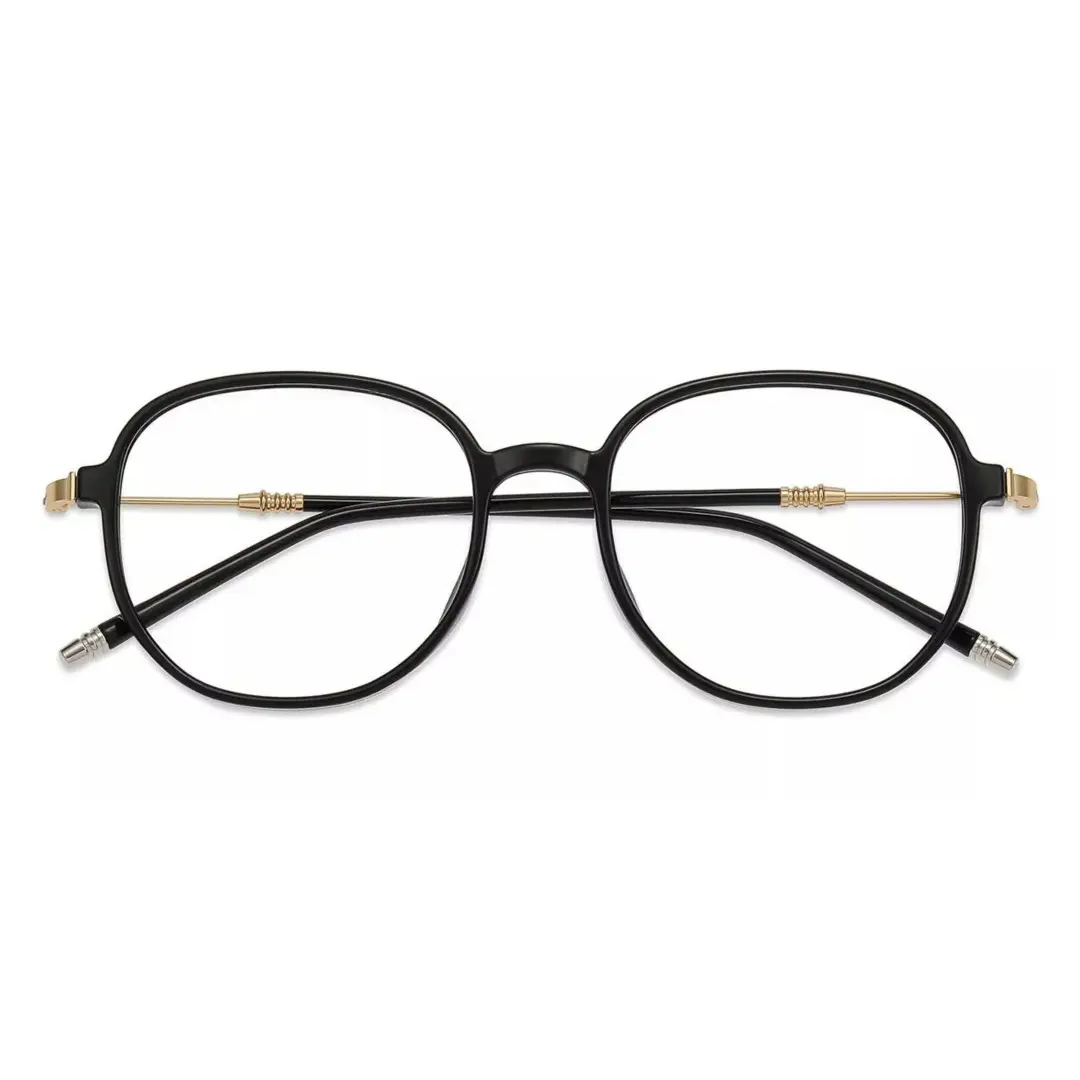Front folded view of Pnylee square tr90 eyeglasses SR0012411 in black