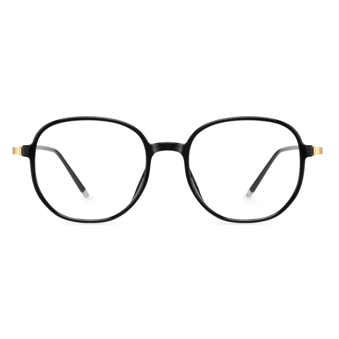 Front view of Pnylee square tr90 eyeglasses SR0012411 in black