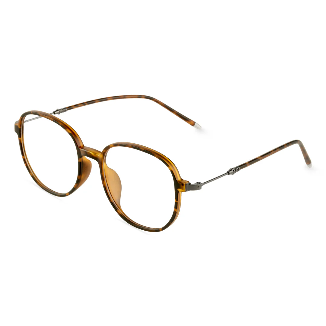 Angle view of Pnylee square tr90 eyeglasses SR0012411 in tortoise