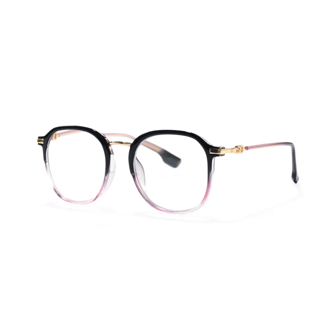 Angle view of Mita vintage square tr90 eyeglasses in black. SPU: SR0012502