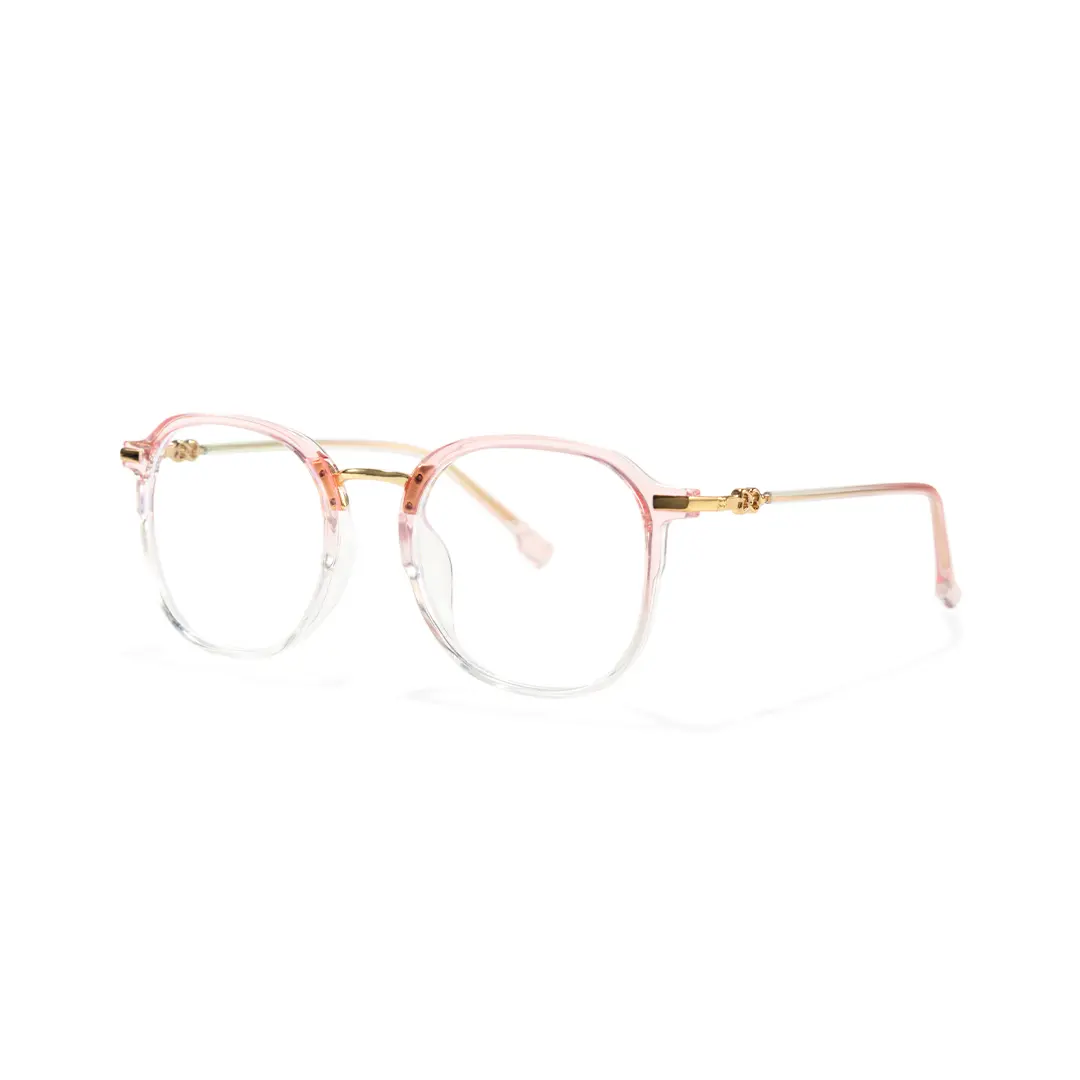 Angle view of Mita vintage square tr90 eyeglasses in pink. SPU: SR0012502