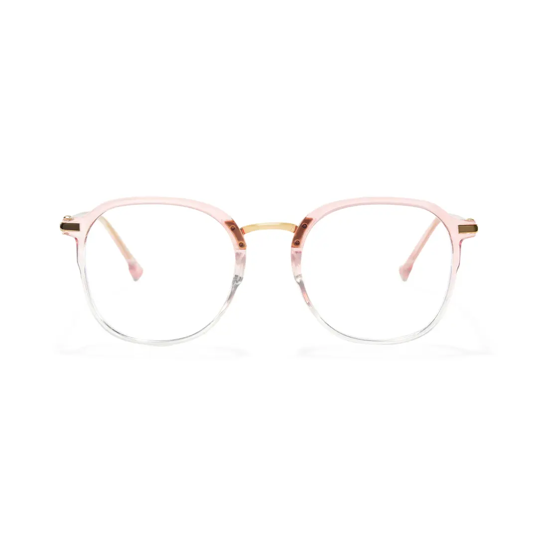 Front view of Mita vintage square tr90 eyeglasses in pink. SPU: SR0012502