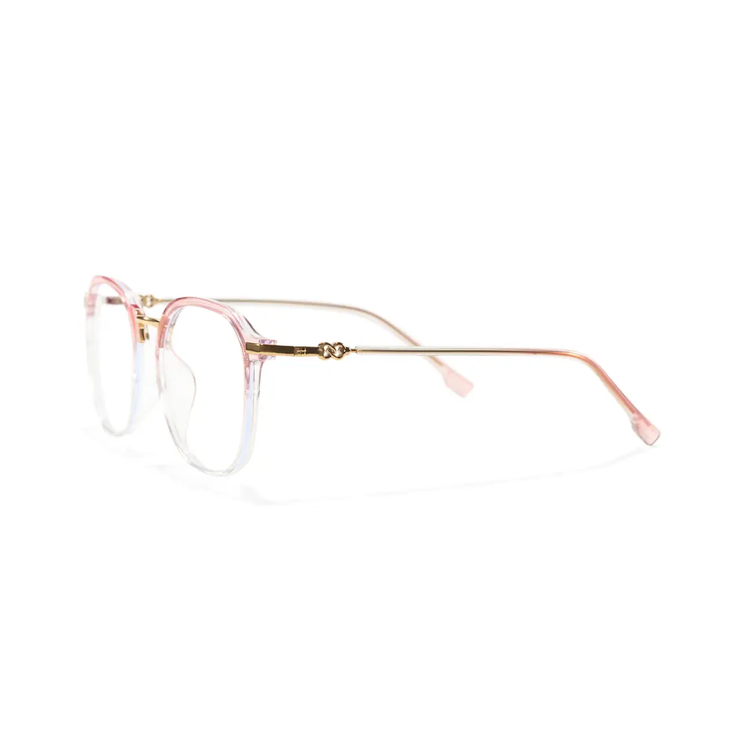 Side view of Mita vintage square tr90 eyeglasses in pink. SPU: SR0012502