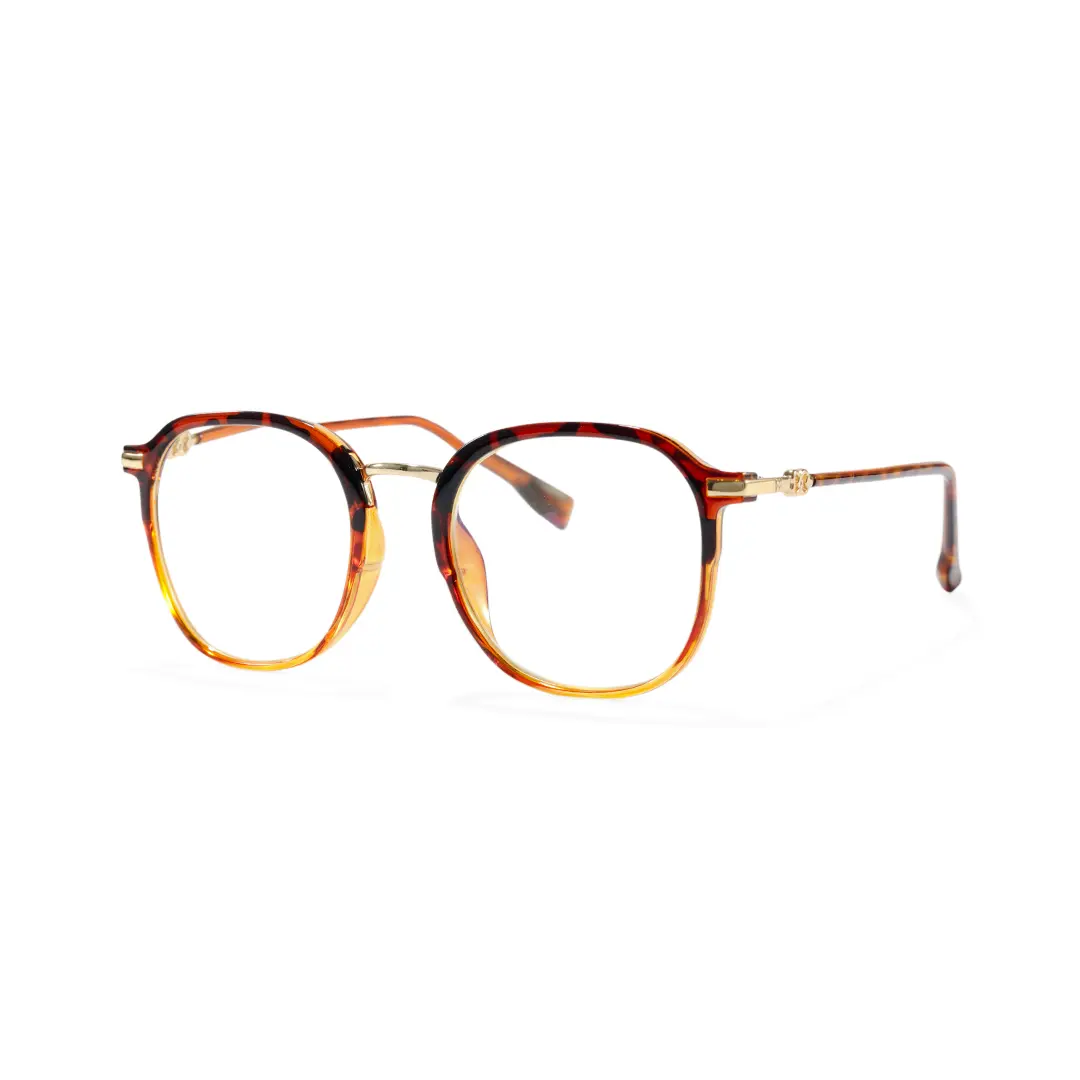 Angle view of Mita vintage square tr90 eyeglasses in tortoise. SPU: SR0012502