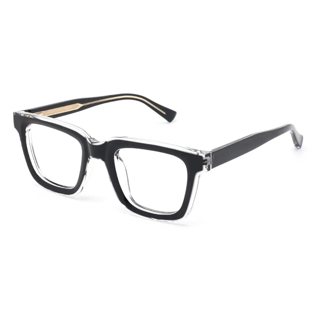 Angle view of Zayden colorful square tr90 eyeglasses SR0022402 in black