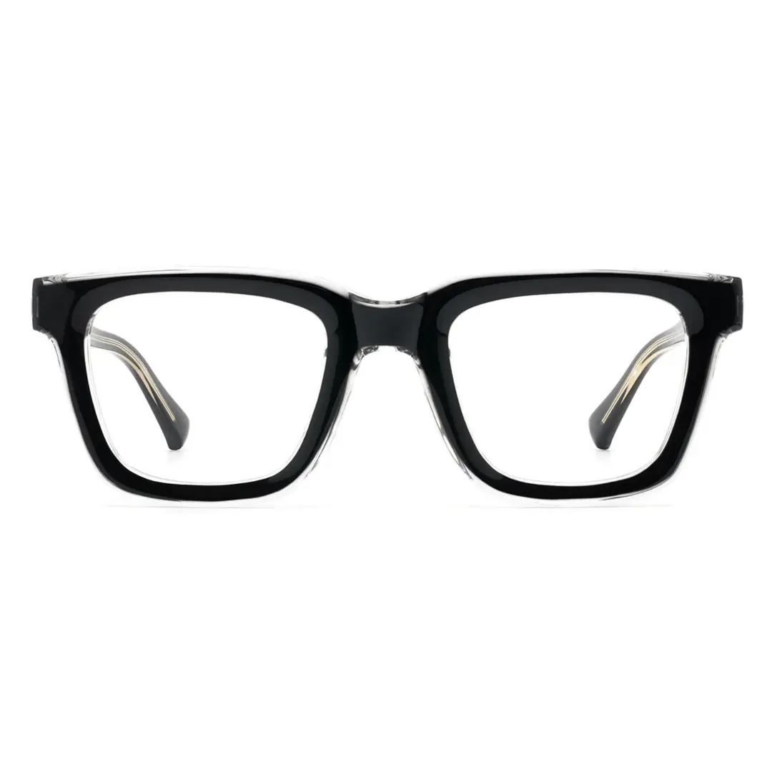 Front view of Zayden colorful square tr90 eyeglasses SR0022402 in black