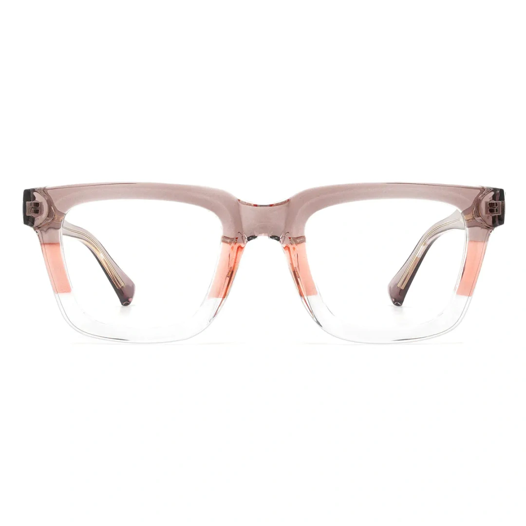 Front view of Zayden colorful square tr90 eyeglasses SR0022402 in brown
